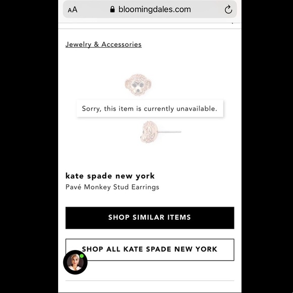 NEW Kate Spade Monkey See Monkey Do Pave Pink Crystal Rose Gold Stud Earrings - Picture 4 of 4